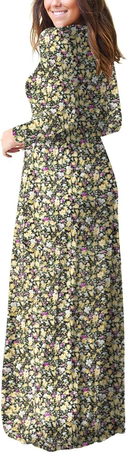 image:imageGRECERELLE Maxi Long Dress for Women Empire Waist Fall Casual DressesBlack Yellow
