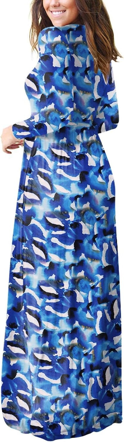 image:imageGRECERELLE Maxi Long Dress for Women Empire Waist Fall Casual DressesBlue Ink White