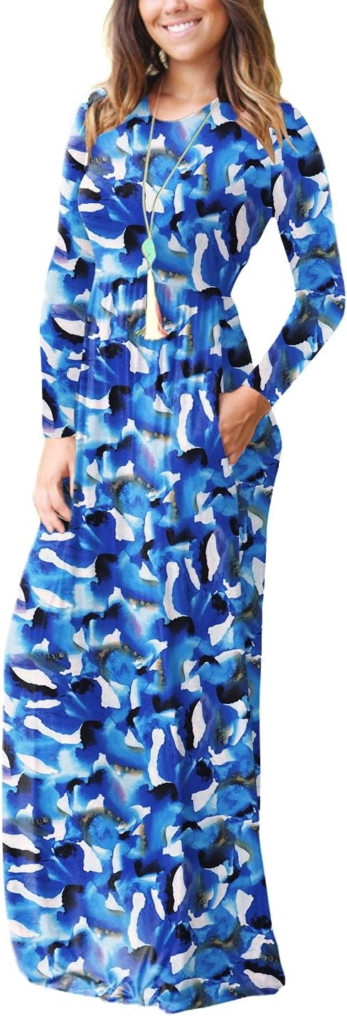 image:imageGRECERELLE Maxi Long Dress for Women Empire Waist Fall Casual DressesBlue Ink White