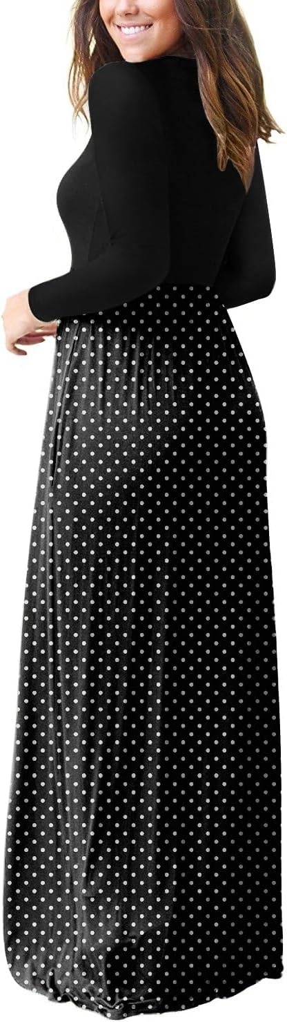image:imageGRECERELLE Maxi Long Dress for Women Empire Waist Fall Casual DressesLittle Pd Black