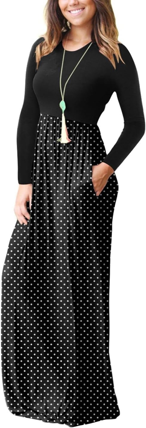 image:imageGRECERELLE Maxi Long Dress for Women Empire Waist Fall Casual DressesLittle Pd Black