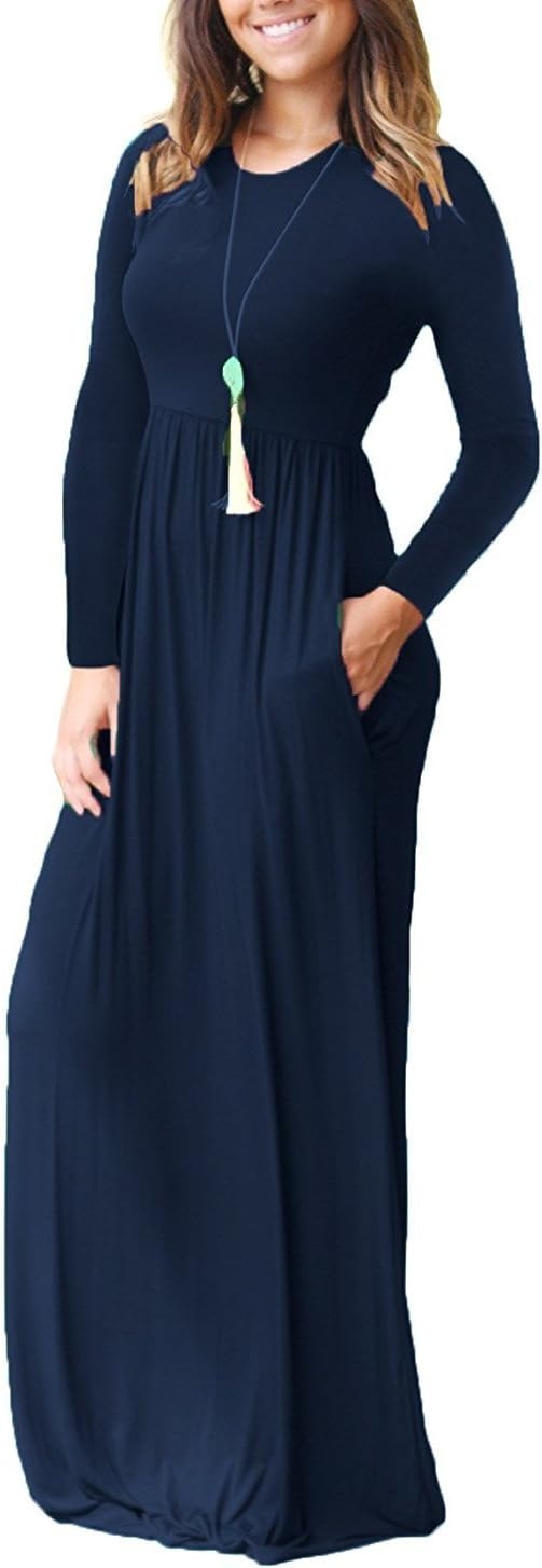 image:imageGRECERELLE Maxi Long Dress for Women Empire Waist Fall Casual DressesNavy Blue