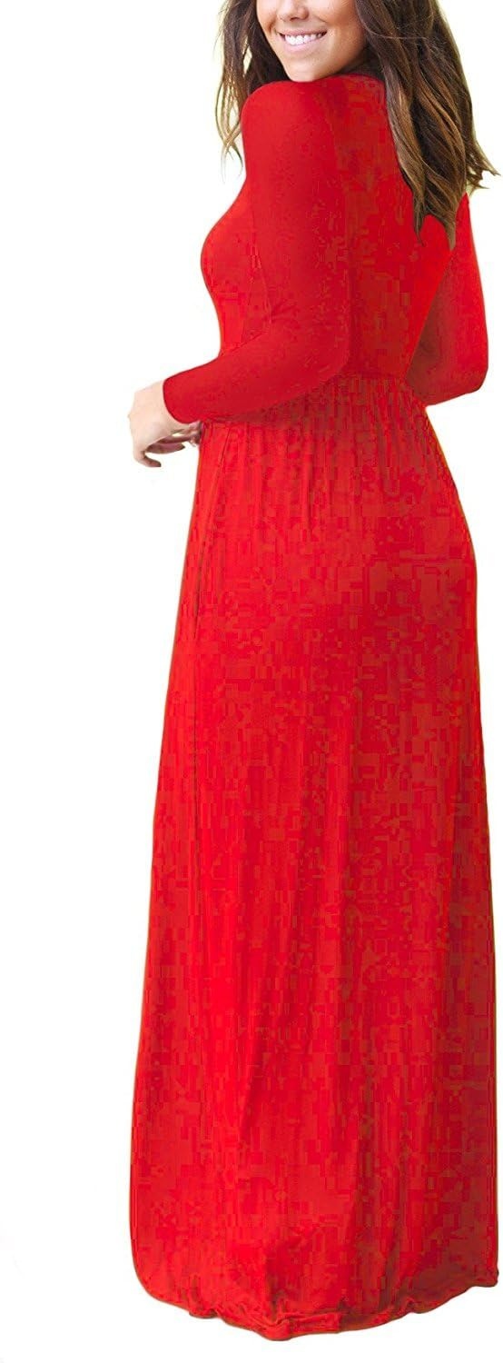 image:imageGRECERELLE Maxi Long Dress for Women Empire Waist Fall Casual DressesRed