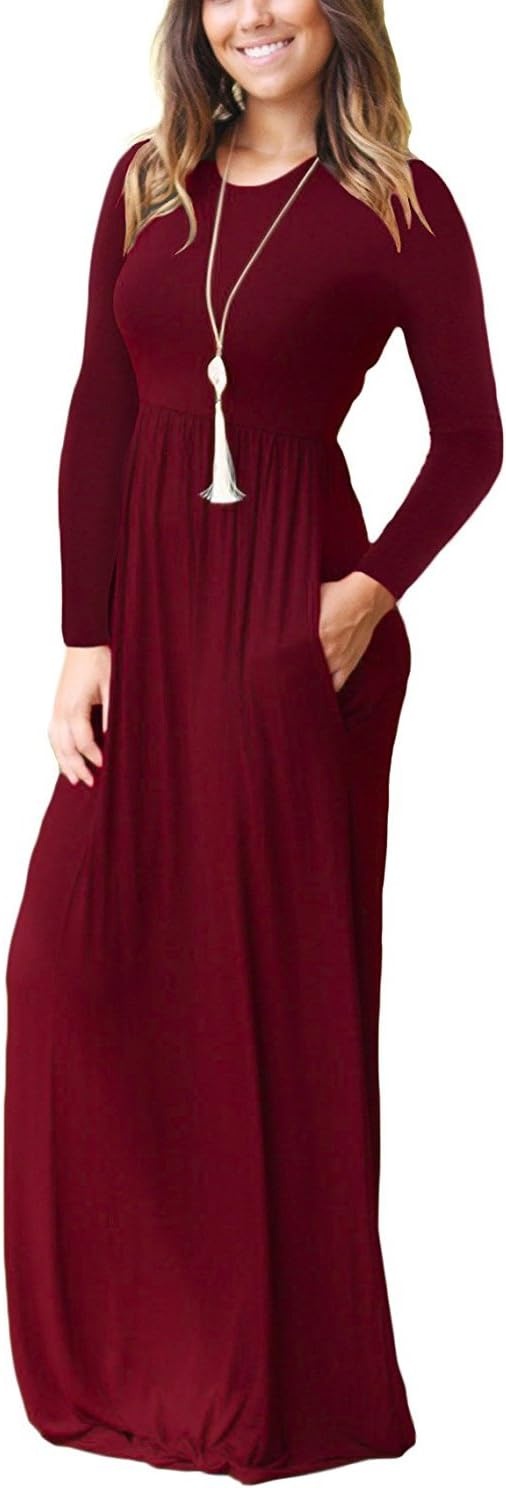 image:imageGRECERELLE Maxi Long Dress for Women Empire Waist Fall Casual DressesWine Red