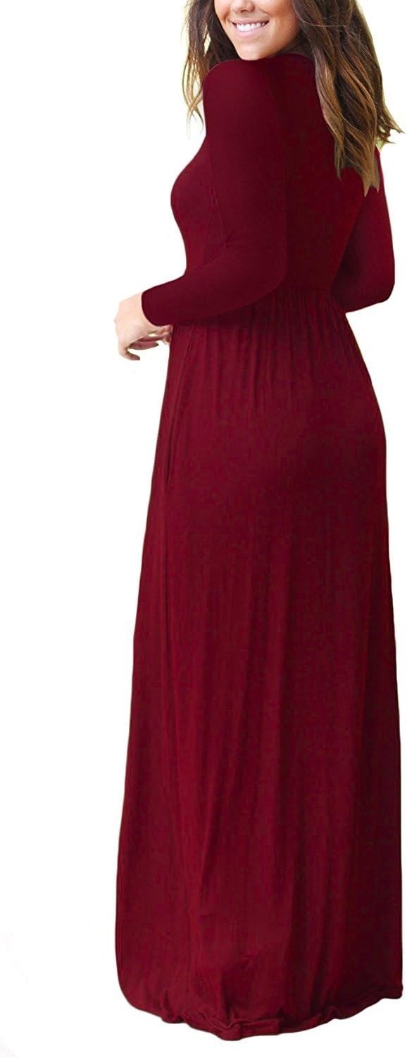 image:imageGRECERELLE Maxi Long Dress for Women Empire Waist Fall Casual DressesWine Red