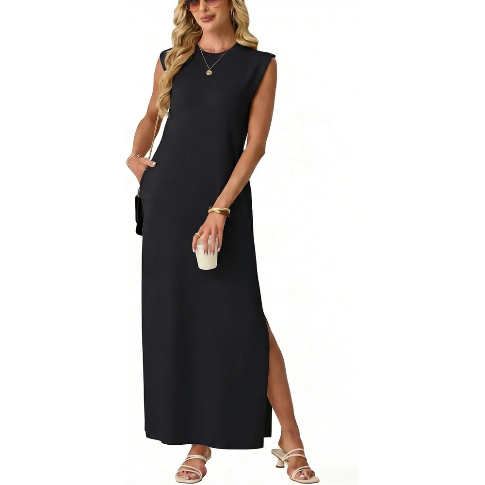 image:imageGRECERELLE 2026 Womens Summer Fall Shift Sweater Maxi Dress with PocketsBlack