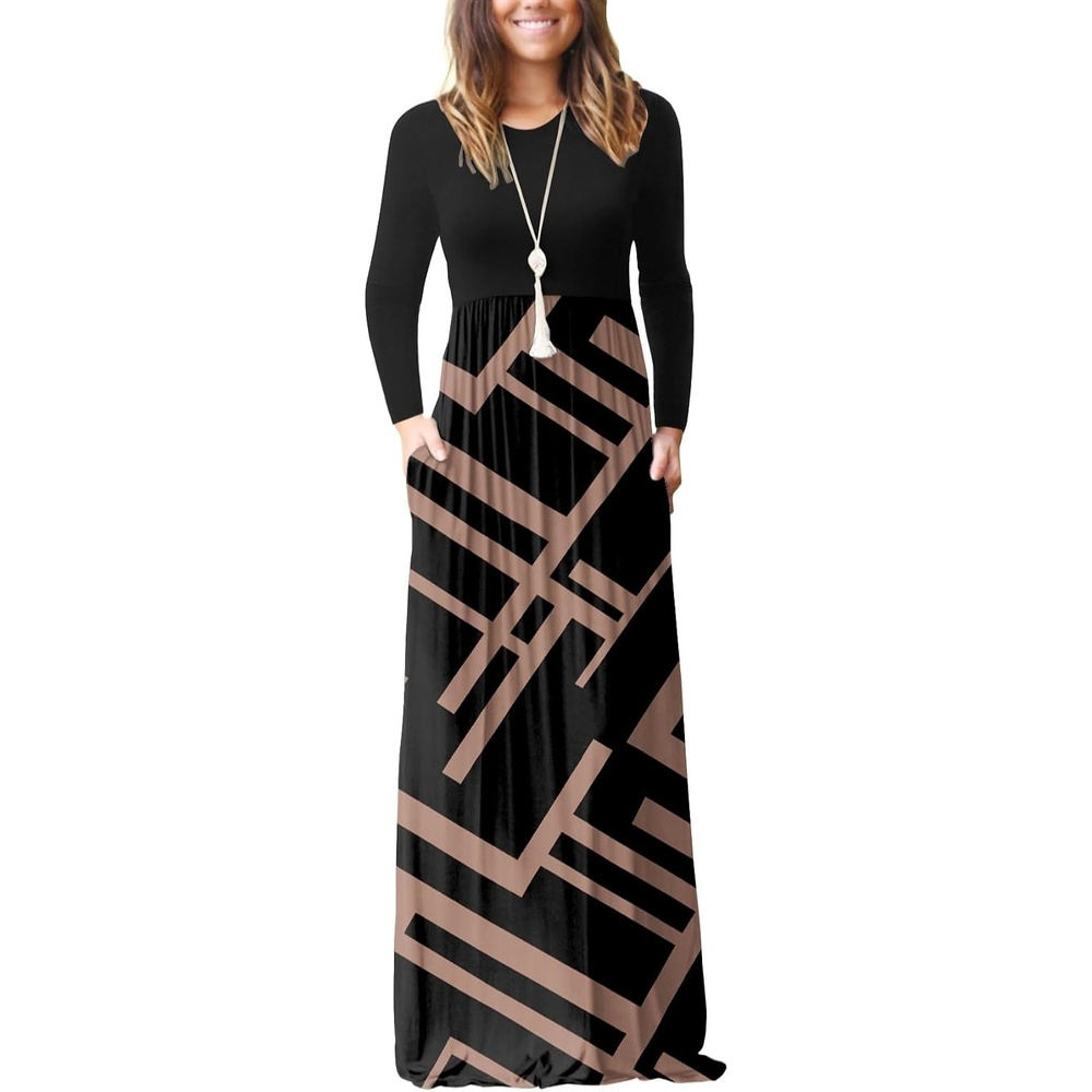 image:imageGRECERELLE Maxi Long Dress for Women Empire Waist Fall Casual DressesBlack Rectangle