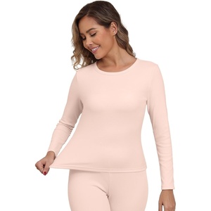 GRECERELLE 2026 Women Thermal T Shirt Round Neck Base Layer Top(Pink)