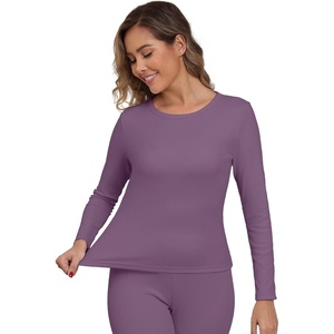 GRECERELLE 2026 Women Thermal T Shirt Round Neck Base Layer Top(Purple)