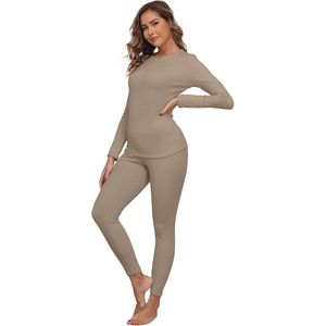 GRECERELLE 2026 Womens Base Layer Thermal Underwear Pajama Sets(Dark Khaki)