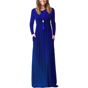 GRECERELLE Maxi Long Dress for Women Empire Waist Fall Casual Dresses(Royal Blue)